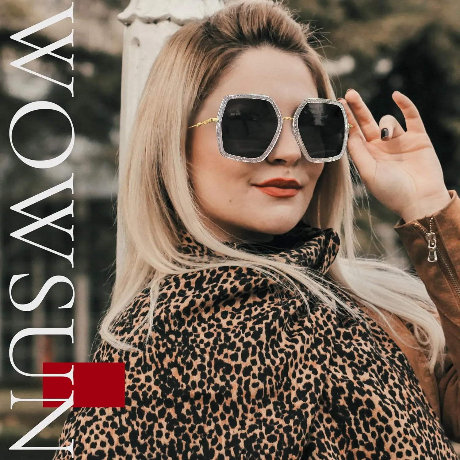 WOWSUN Oversized Big Fashion Sunglasses For Women Irregular Fashion Shades
