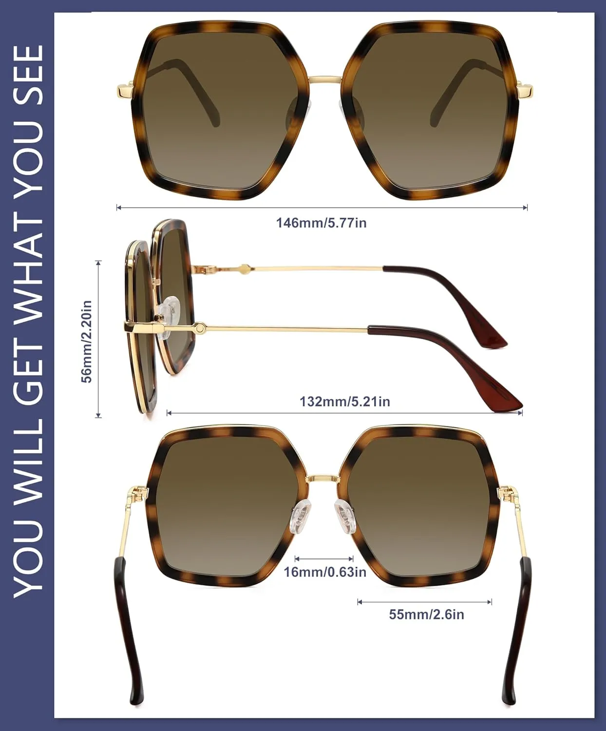WOWSUN Oversized Big Fashion Sunglasses For Women Irregular Fashion Shades