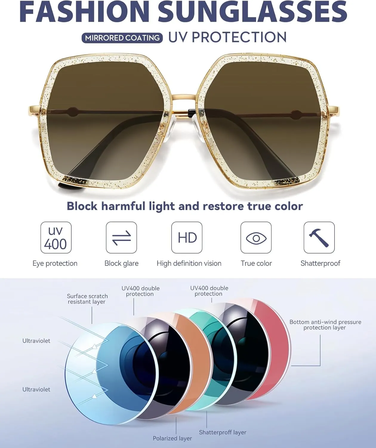 WOWSUN Oversized Big Fashion Sunglasses For Women Irregular Fashion Shades
