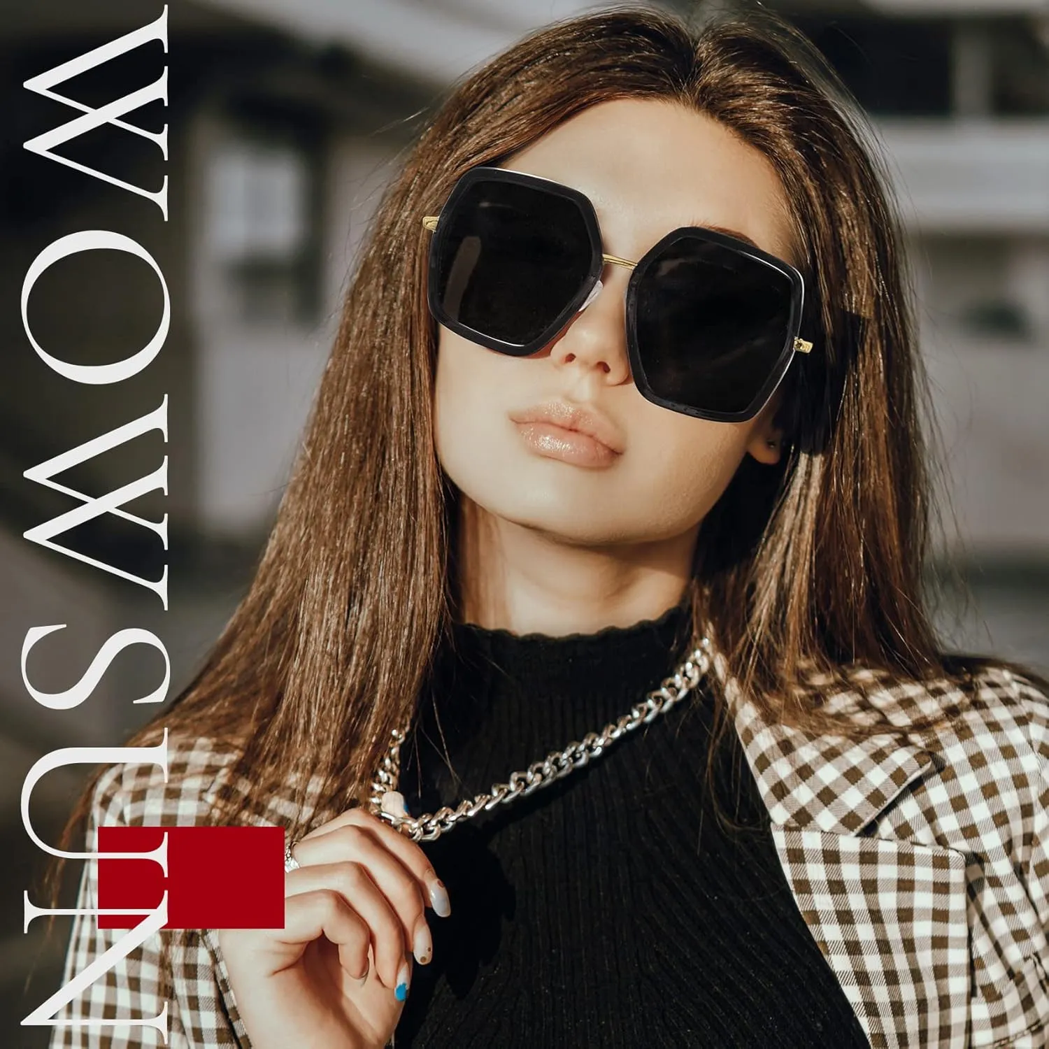 WOWSUN Oversized Big Fashion Sunglasses For Women Irregular Fashion Shades