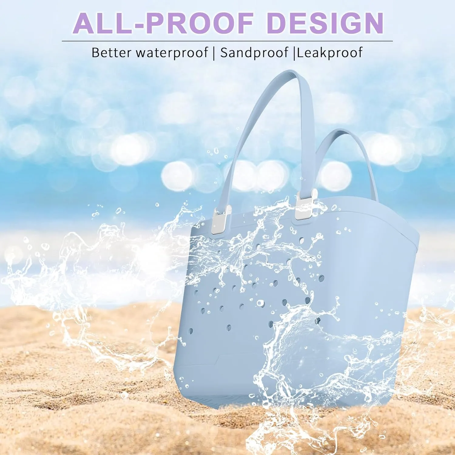 X-Large Beach Rubber Tote Bag Washable Travel Waterproof Sandproof Durable Modern Sports Handbag Groceries Pool