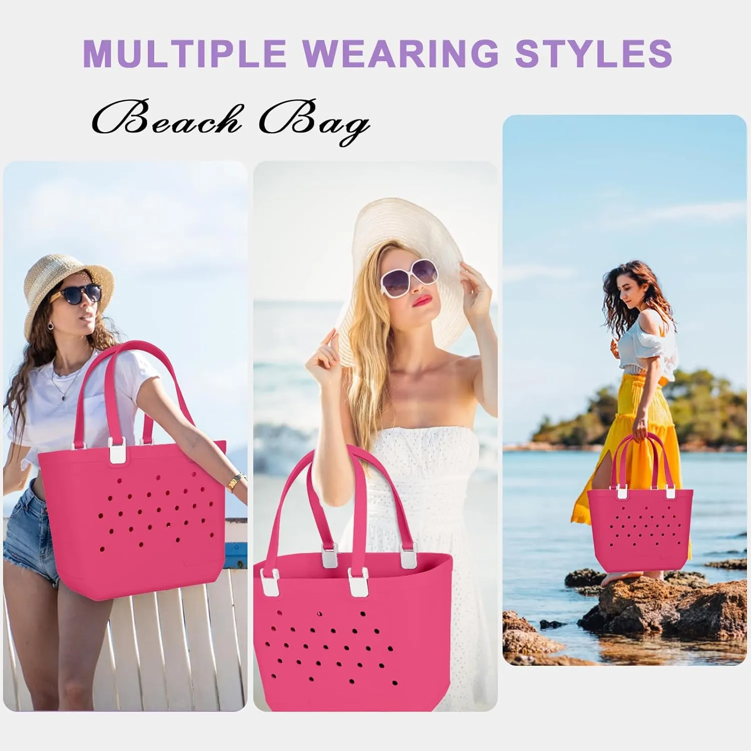 X-Large Beach Rubber Tote Bag Washable Travel Waterproof Sandproof Durable Modern Sports Handbag Groceries Pool