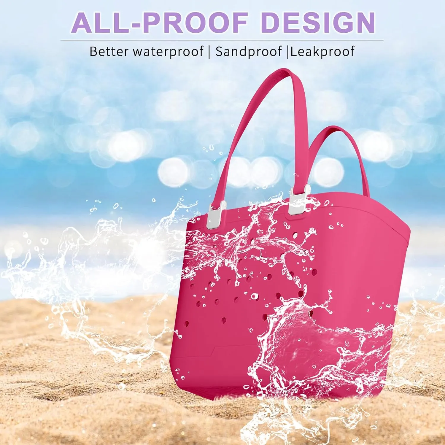 X-Large Beach Rubber Tote Bag Washable Travel Waterproof Sandproof Durable Modern Sports Handbag Groceries Pool