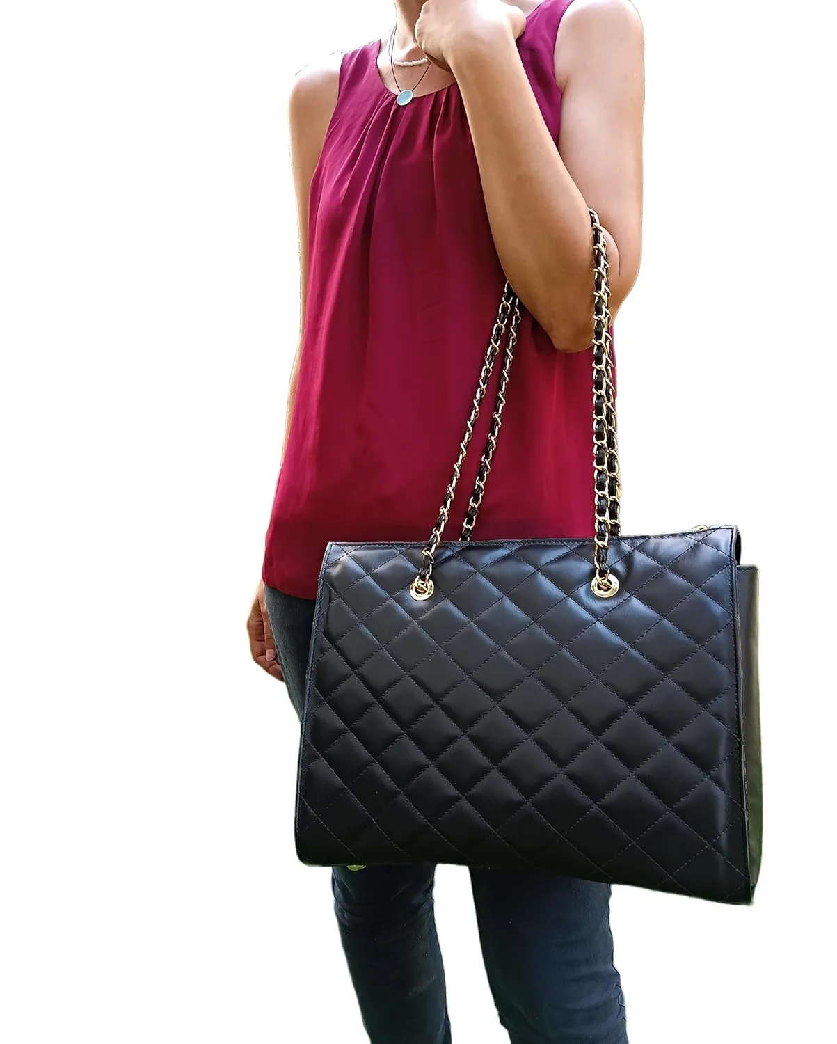 XL DIAMONDS Genuine Leather Shoulder Bag, Quilted Elegant Shopper Bag, Minimalist Office Bag, Iconic Black Shopping Bag, Eternal Fashion Bag (Camel)