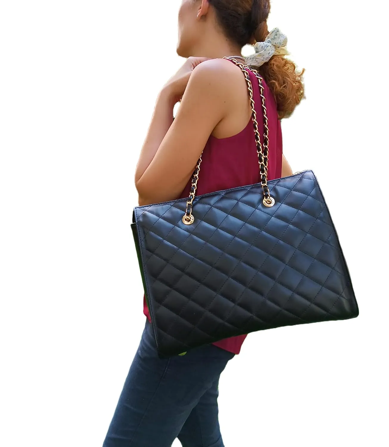XL DIAMONDS Genuine Leather Shoulder Bag, Quilted Elegant Shopper Bag, Minimalist Office Bag, Iconic Black Shopping Bag, Eternal Fashion Bag (Camel)