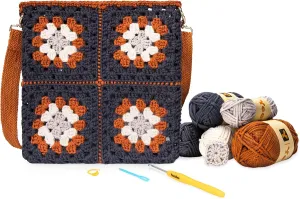 Yeezhee Crochet Kit for Beginners, Granny Square Crossbody Bag Set, Knitting Kit Including Yarn, Crochet Hook, Sofa