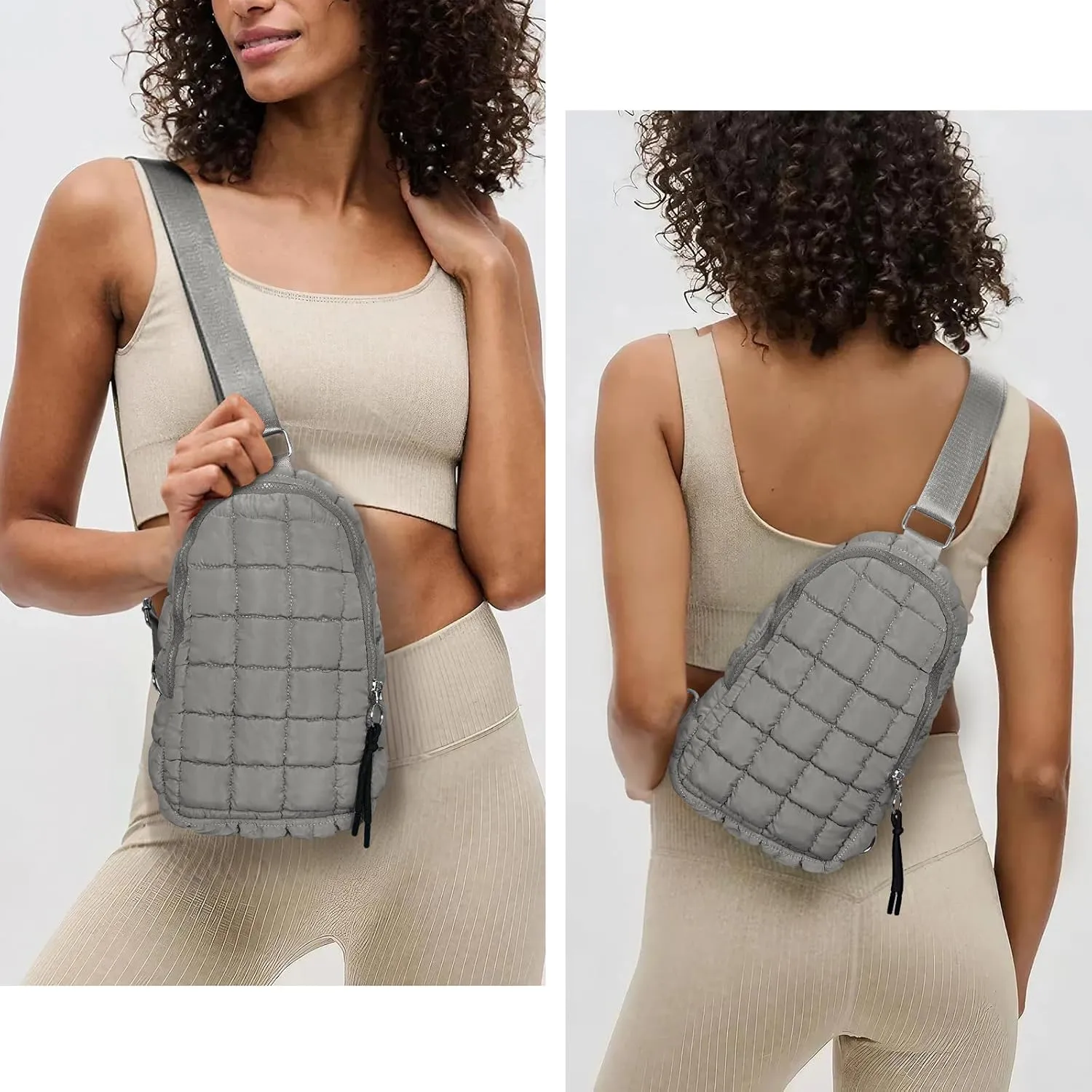 YFGBCX Puffer Quilted Sling Bag Crossbody Purse Women Puffer Fanny Pack Quilted Chest Bag Puffy Daypack Waist Bag
