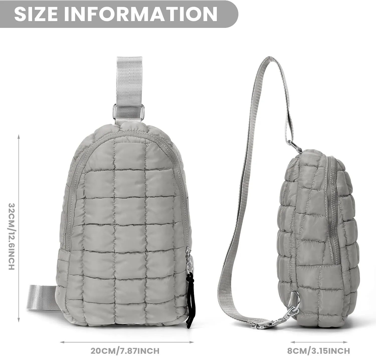 YFGBCX Puffer Quilted Sling Bag Crossbody Purse Women Puffer Fanny Pack Quilted Chest Bag Puffy Daypack Waist Bag