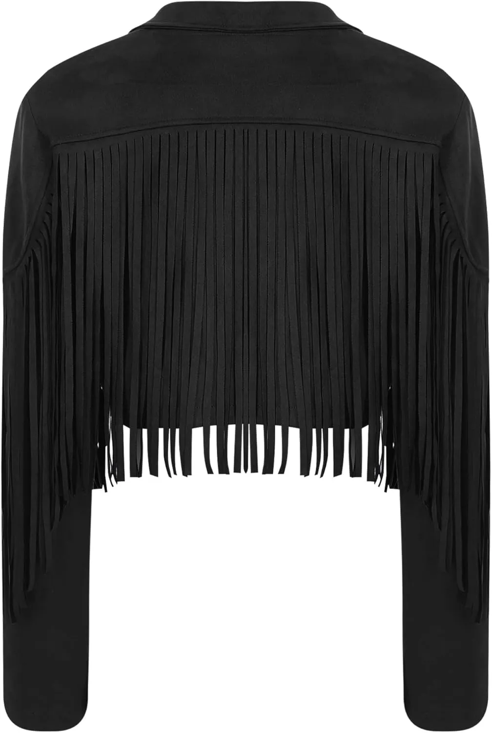 YiZYiF Women's Fringe Faux Suede Leather Jackets Fashion Cowgirl Tassel Motorcycle Cropped Coats