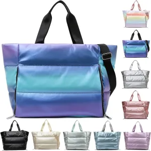 YouNuo Tote Bag for Women, Large Quilted Puffer Tote Bag, Gym Bag, Travel Shoulder Handbag Crossbody for Work Beach Yoga