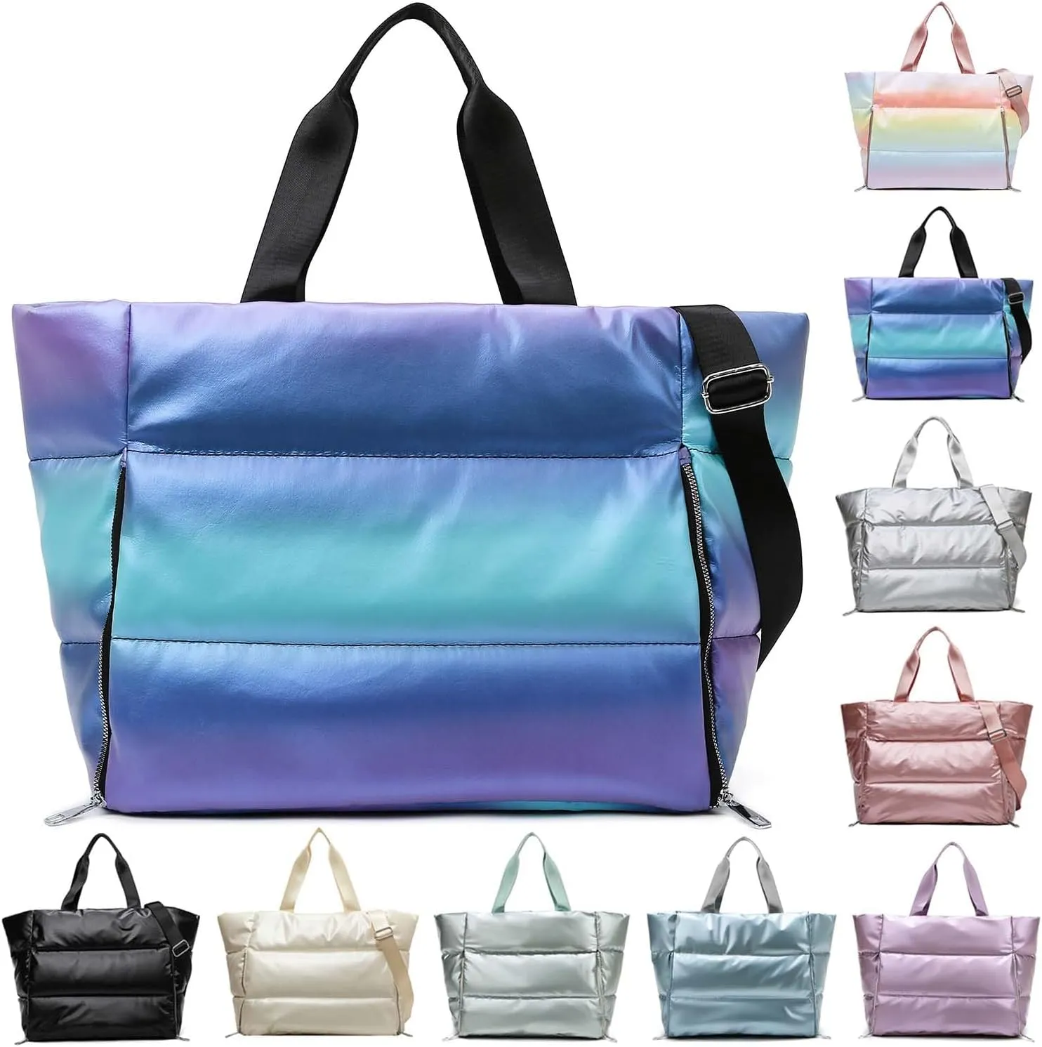 YouNuo Tote Bag for Women, Large Quilted Puffer Tote Bag, Gym Bag, Travel Shoulder Handbag Crossbody for Work Beach Yoga