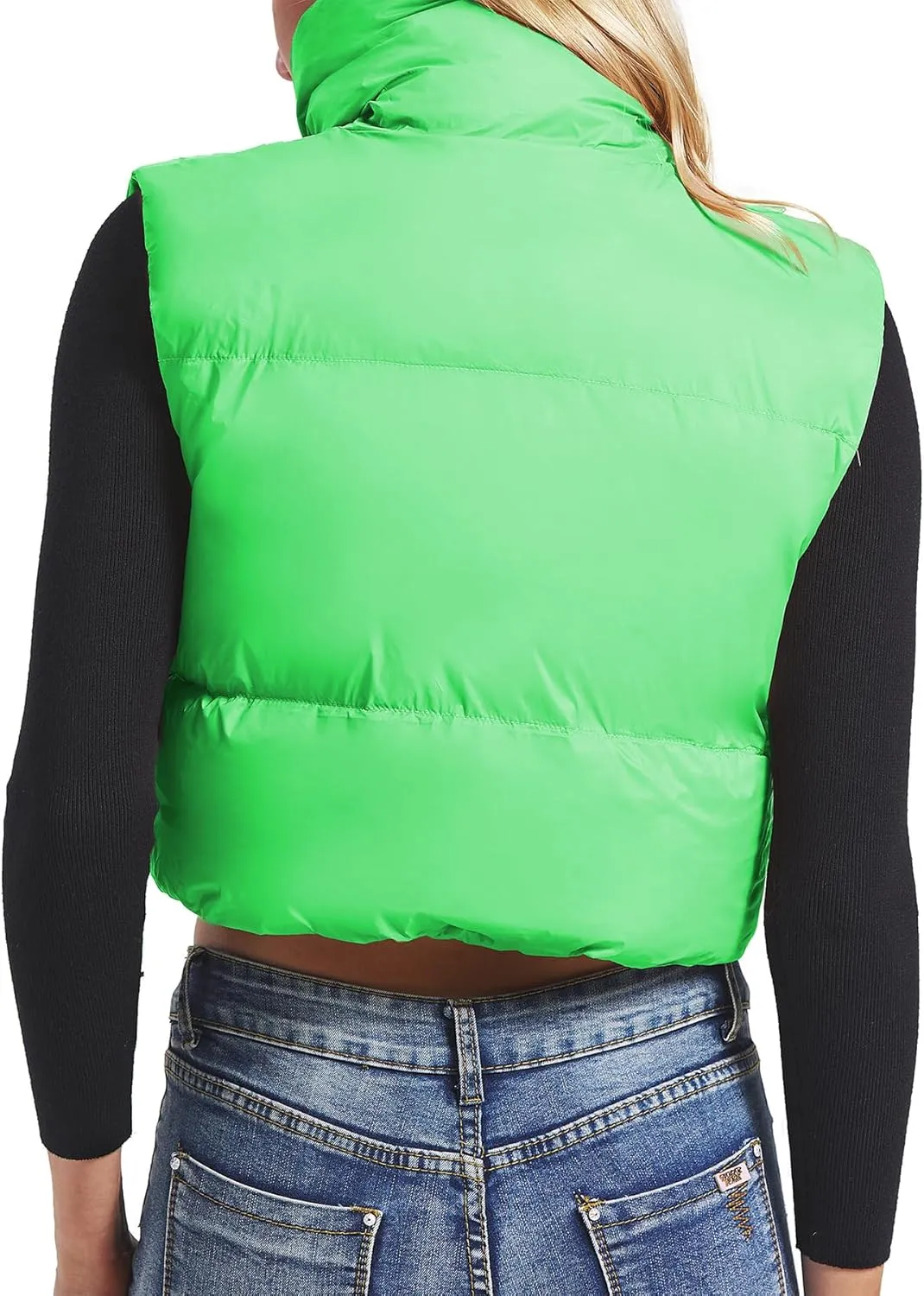 Zando Cropped Puffer Vest Women Sleeveless Outerwear Winter Vest Tops Jackets Lightweight Vests for Women 2025 Trendy Zip