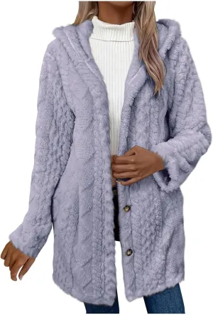 ZDRZK Winter Jackets for Women 2024 Shaggy Faux Shearling Plush Warm Soft Cardigans Long Sleeve Open Front Casual Coats