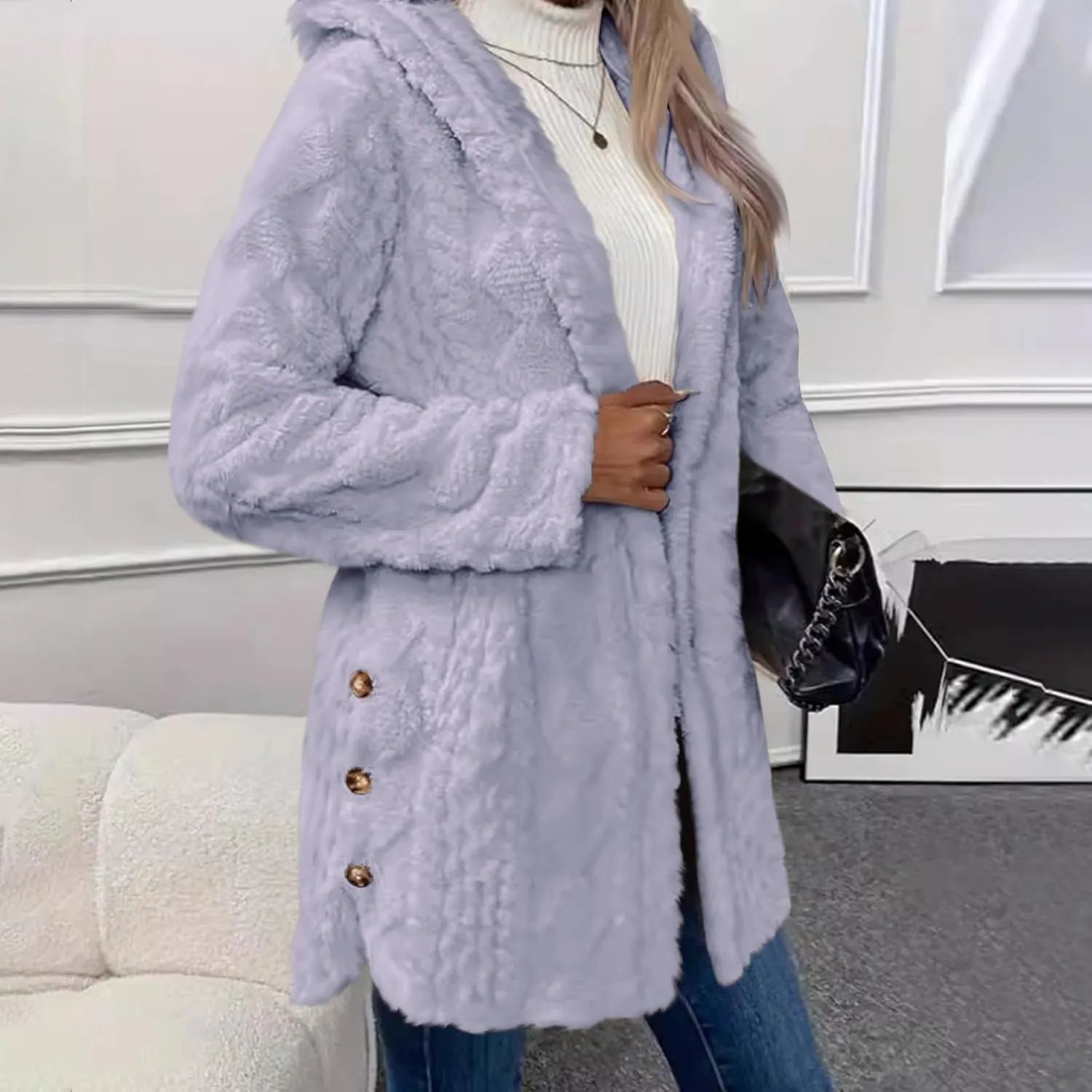 ZDRZK Winter Jackets for Women 2024 Shaggy Faux Shearling Plush Warm Soft Cardigans Long Sleeve Open Front Casual Coats