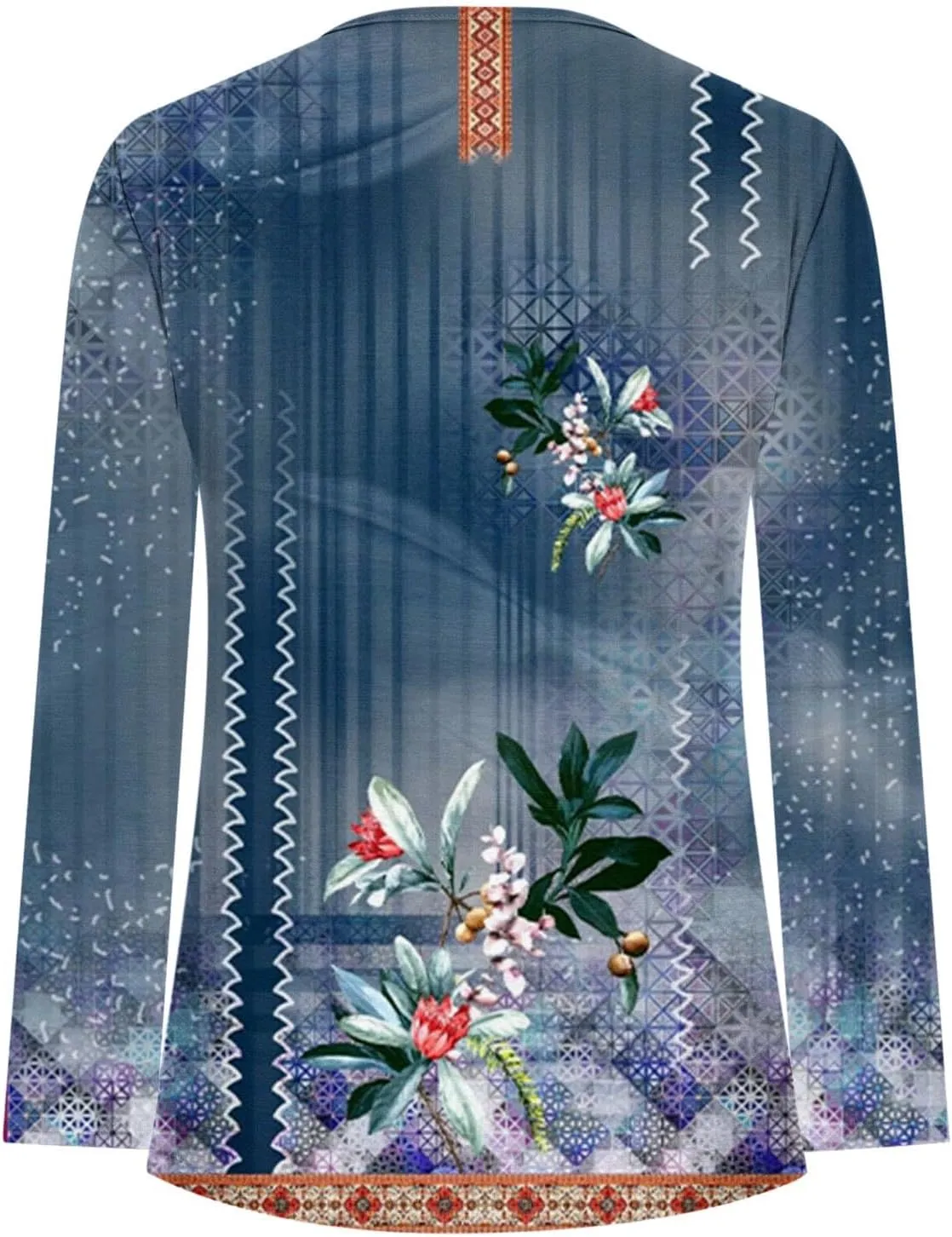 ZDRZK Womens Long Sleeve Shirts for Fall Fashion 2024 Casual Loose Graphic Tunic Tops Button Down Ruched Long Blouse