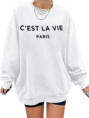 Zoyami Womens Crewneck Sweatshirt Graphic Long Sleeve Top Pullover Oversized Sweaters